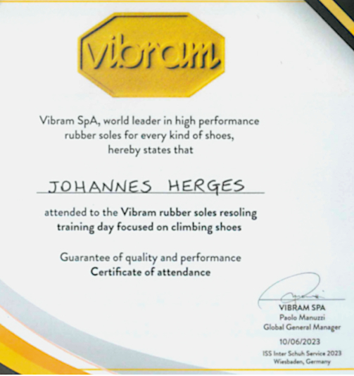 Vibram Zertifikat